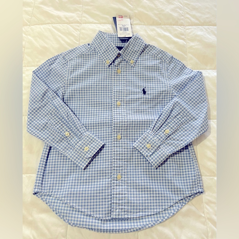 Boys Ralph Lauren Dress Shirt Size 3T Button Down Long Sleeves Plaid Spring New!